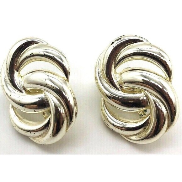Napier Jewelry - Napier Vintage Silver Tone Knot Ribbon Clip On Earrings